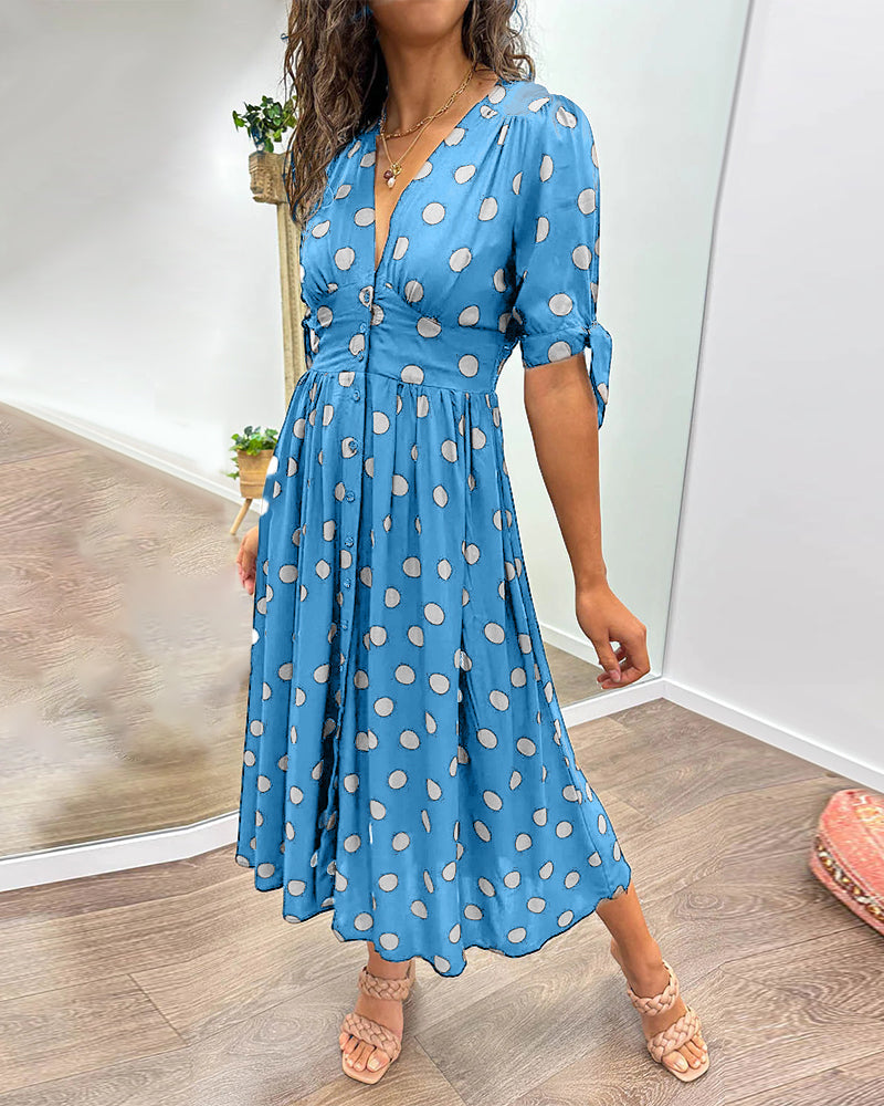 Monique™ | Elegant Polka Dot Dress