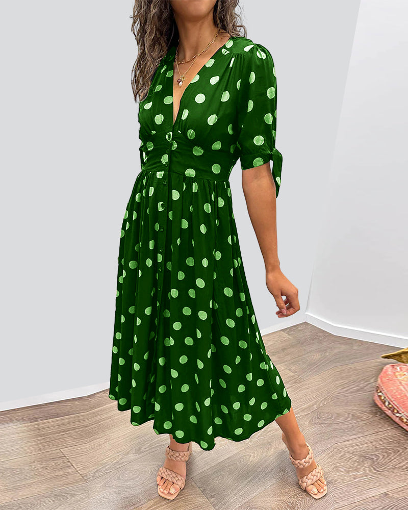 Monique™ | Elegant Polka Dot Dress