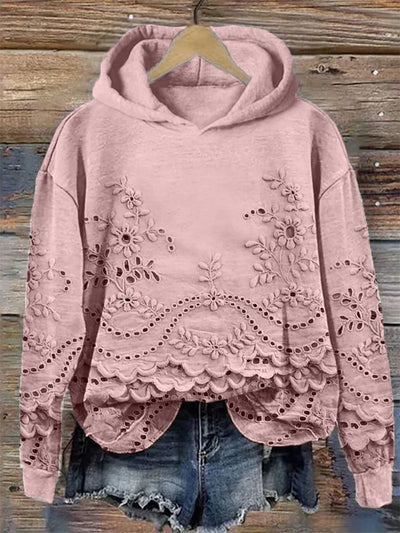 Rosa™ | Lace-Trim Charm Hoodie