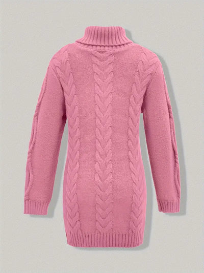 Narda - Chunky Cable Knitted Turtleneck Dress