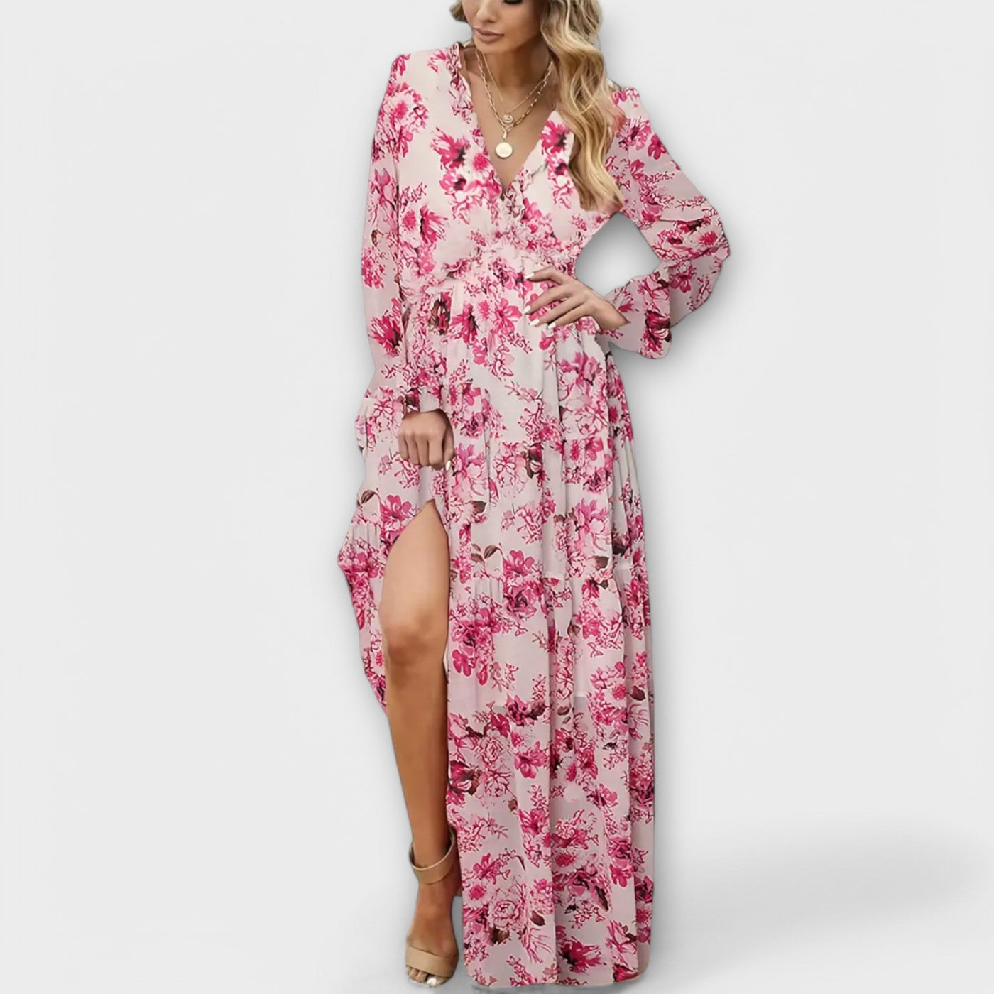 Elle | Floral V-Neck Maxi Dress