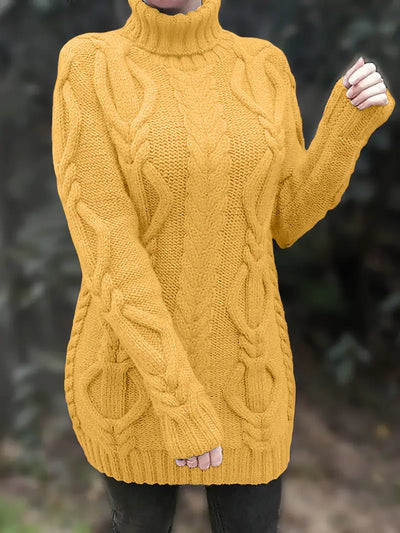 Narda - Chunky Cable Knitted Turtleneck Dress