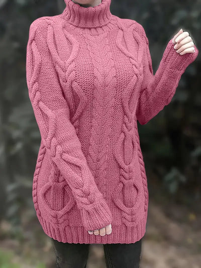 Narda - Chunky Cable Knitted Turtleneck Dress