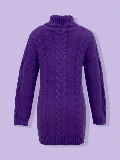 Narda - Chunky Cable Knitted Turtleneck Dress