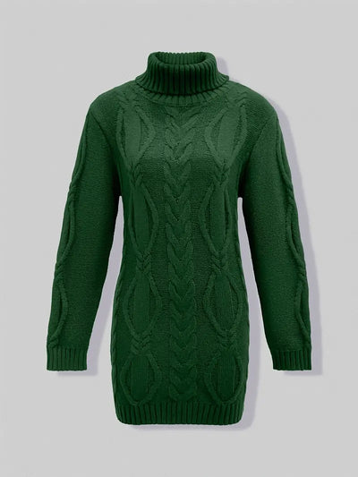 Narda - Chunky Cable Knitted Turtleneck Dress