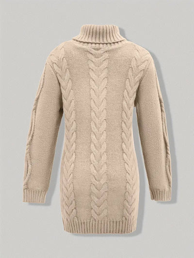 Narda - Chunky Cable Knitted Turtleneck Dress