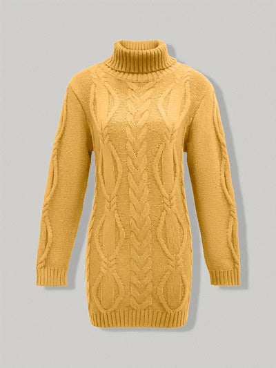 Narda - Chunky Cable Knitted Turtleneck Dress
