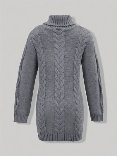 Narda - Chunky Cable Knitted Turtleneck Dress