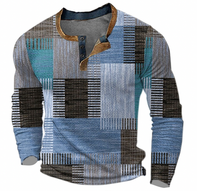 Brian™ | Stylish Henley shirt with geometric pattern