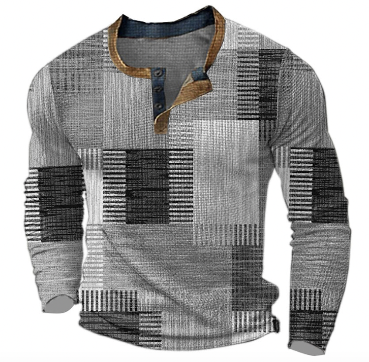 Brian™ | Stylish Henley shirt with geometric pattern