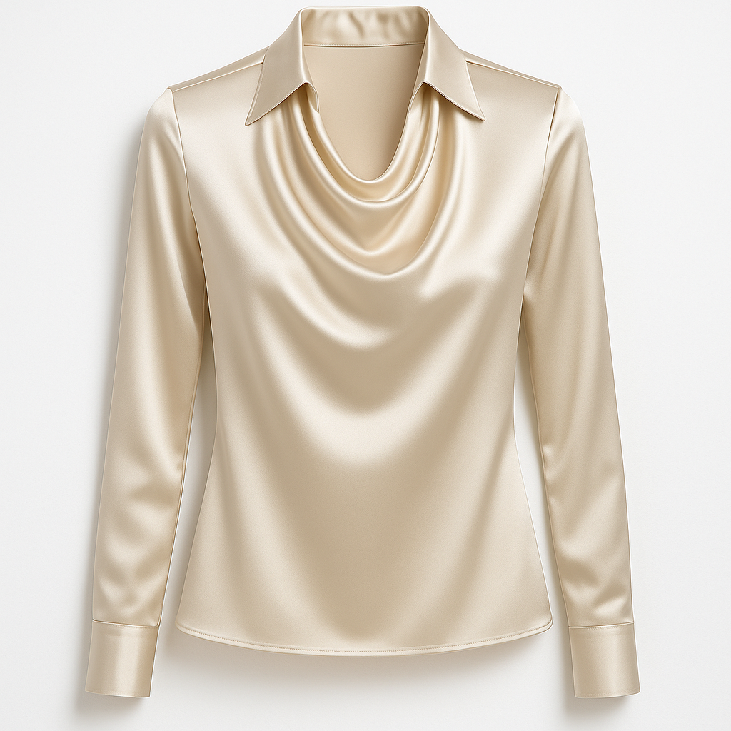 Ysa | Shiny Blouse with Pleated Neck