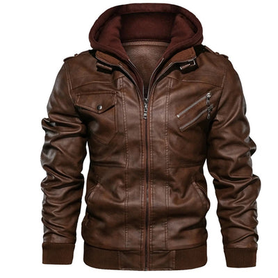 Jacob - Men's Leather Jacket with Hood