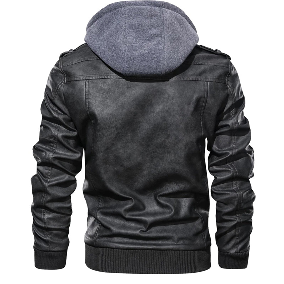 Jacob - Men's Leather Jacket with Hood