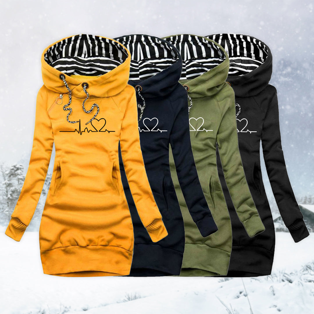 Adèle - Sweater Dress with Heartbeat Print