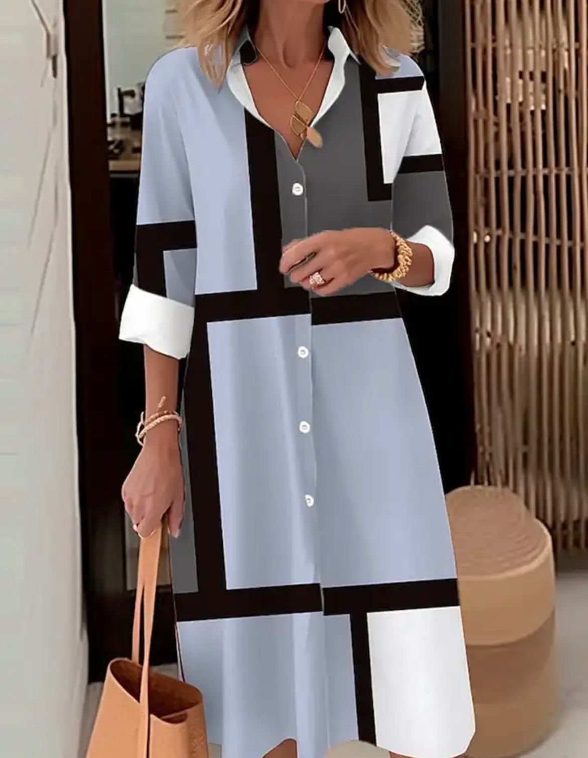 Margaritte | Geometric Print Shirt Dress