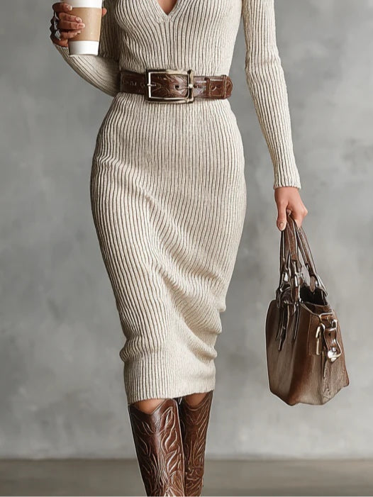Arin™ | Elegant Ribbed Knit Dress