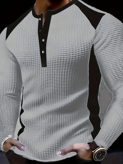 Kyran - Waffle Long Sleeve Henley Shirt