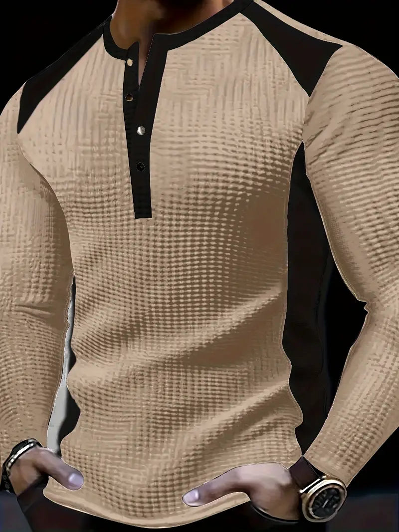 Kyran - Waffle Long Sleeve Henley Shirt