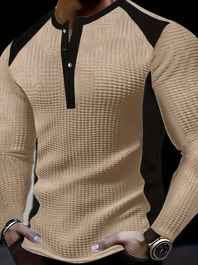 Kyran - Waffle Long Sleeve Henley Shirt
