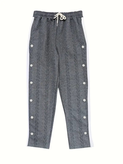 Jonass - Knitted Wide-Leg Trousers with Side Buttons