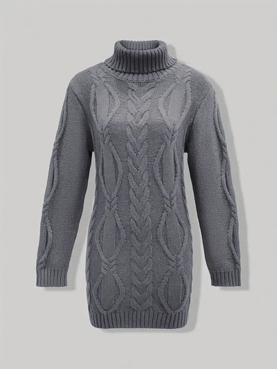 Narda - Chunky Cable Knitted Turtleneck Dress