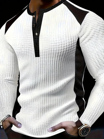 Kyran - Waffle Long Sleeve Henley Shirt