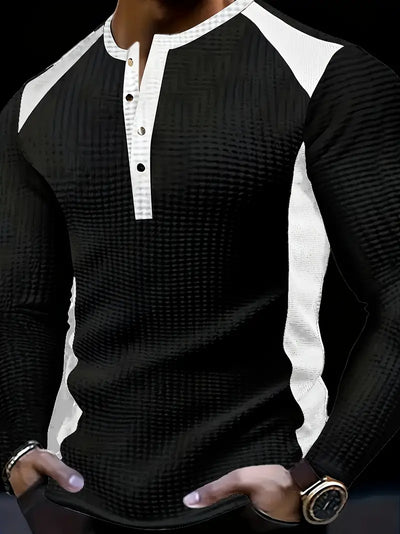 Kyran - Waffle Long Sleeve Henley Shirt