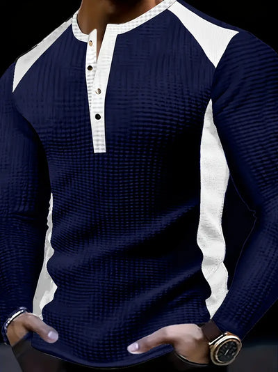 Kyran - Waffle Long Sleeve Henley Shirt
