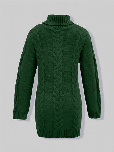Narda - Chunky Cable Knitted Turtleneck Dress