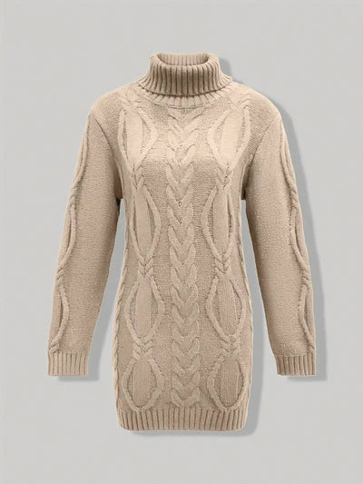 Narda - Chunky Cable Knitted Turtleneck Dress